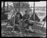 Bob Miller and Joe Hester, Boy Scouts at the Los Angeles County Fair, Pomona, 1935