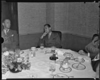 Edsel Ford having a casual moment during his luncheon, Los Angeles, 1935