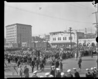 Naval crowd gathered for a visit from Herbert Hoover in San Pedro, Los Angeles, circa 1929-1934