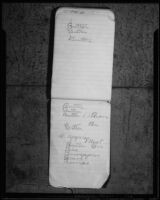 Page in the red notebook of Lorraine Wiseman, witness in the Aimee Semple Mcpherson kidnapping case, 1926