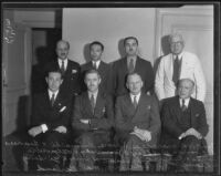 William May Garland photographed with foreign consuls in Los Angeles, 1935