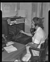 Marguerite Close working hard on Labor Day, Los Angeles, 1935