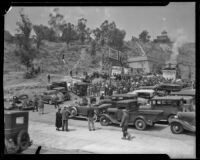 Excavation event at the Fort Moore Hill entrance to the Broadway Tunnel, Los Angeles, 1934