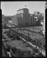 Armistice Day parade outside of the Los Angeles Times Building, Los Angeles, 1935