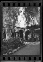 Visitors on the grounds of Mission San Juan Capistrano, San Juan Capistrano, 1936