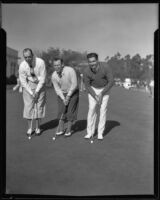 Golfer Olin Dutra with two others at the Los Angeles Open, 1934 ...