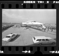 British Airways Concorde on tarmac at Los Angeles International Airport, Calif., 1974