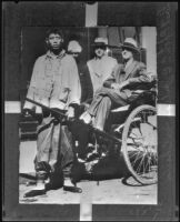 C.C. Julian, fugitive, riding in rickshaw, China, 1933-1934