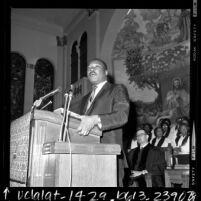 Dr. Martin Luther King speaking at the California Democratic Council, 1968