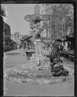 Olvera Street cross with a tribute to Will Rogers, Los Angeles, 1935