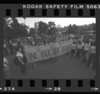 People from various women's groups during "Take Back The Night" demonstration in Hollywood, Calif., 1980