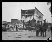 Steam shovel clearing building debris after the Long Beach earthquake, Southern California, 1933