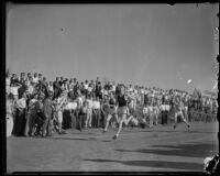 Athletes from Occidental College and U.C.L.A on a track, Los Angeles, 1932