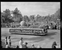 National Orange show float in the Tournament of Roses Parade, Pasadena, 1932