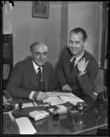 Retiring French Consul Henri Didot with interim Consul Lionel Vasse in Los Angeles, 1935