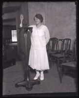 Minnie Kennedy gives a speech at Angelus Temple, Los Angeles, 1926-1932