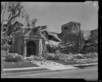 Jefferson Junior High School destroyed by an earthquake, Long Beach, 1933