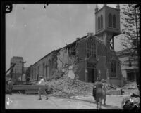 Earthquake-damaged Our Lady of Sorrows Church, Santa Barbara, 1925