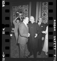 Bob Hope with Cardinal James Francis McIntyre at Ladies of Charity luncheon in Los Angeles, Calif., 1973