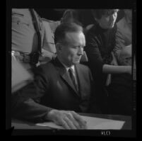 Jack Kurschke seated in the courtroom during his trial, Los Angeles, 1967