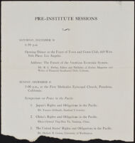 Program for the Pre-Institute Sessions of the Institute of World Affairs meeting, 1935