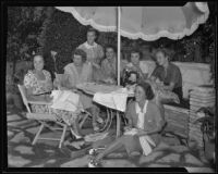 Members of the Needlework Guild with their sewing work, Los Angeles, 1935