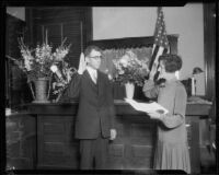 Judge Edward T. Bishop being sworn in, 1926