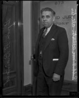 Byron Brainard, City Council member, at the Grand Jury entrance, Los Angeles, 1935