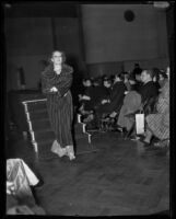 Model in fur coat, Times Fashion Show, Los Angeles, 1936