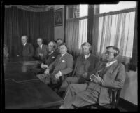 Officials of the Southern California Telephone Company on the occasion of a historic transatlantic phone call, 1927