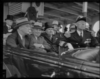 President Franklin D. Roosevelt, Gov. Frank Merriam, Mayor Percy J. Benbough, and Admiral William T. Tarrant at the California Pacific International Exposition, San Diego, 1935