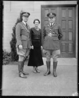 Reserve Officers' Training Corps faculty Raymond C. Baird and John S. Upham, with Mrs. Marjorie Baird, University of California, Los Angeles, 1935
