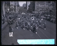 Shriner's band in a parade, Los Angeles, circa 1927