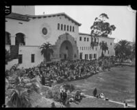 Spectators at the dedication of the Santa Barbara County Courthouse, Santa Barbara, 1929