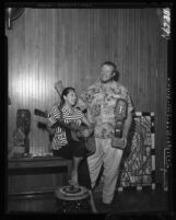 Beatniks Eric (Big Daddy) Nord and Julie Meredith at the Gas House in Venice Beach, Calif., 1959