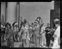 Chief Many Treaties inducts Judge Minor Moore into the “Old Glory Braves”, Los Angeles, 1939