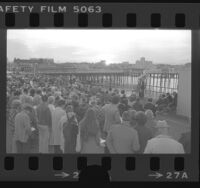 Reverend Joseph E. Parshall leading Easter sunrise service on Santa Monica pier, Calif., 1976