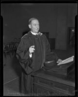 Dr. Robert Gordon Sproul and other academics come to honor Dr. James Blaisdell, Claremont, 1936