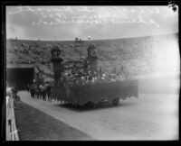 Manchester Avenue School students on float, Shriners' parade, Los Angeles Memorial Coliseum, Los Angeles, 1925