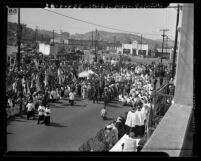 Peace procession of Sacred Heart of Jesus Sacrament from the Plaza Church in Los Angeles, Calif., 1944