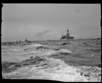 Navy battleship off the coast of Southern California, 1933