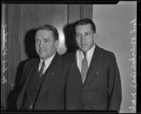 Religious delegates Arthur Earl Kernahan and his son Earl Kernahan visit Los Angeles, 1935