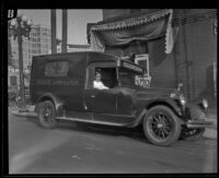 Police Ambulance outside old police station, Los Angeles, 1920-1939