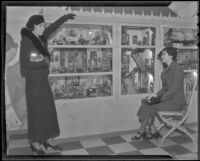 Mrs. George Rufus Smith and Edith Marshutz present a display, Los Angeles, ca. 1936