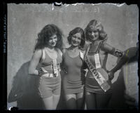 Three finalists of Seashore Day, Elks National Convention Bathing Beauty Contest, Los Angeles, 1935