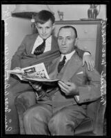 Minister Michael MacWhite with his 12-year-old son Eoin, Los Angeles, 1935