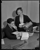 Judge Paonessa eating lunch brought by Dorothy Paonessa, Los Angeles, 1933