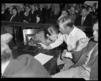 Murder suspects Violet and Otis Shields in court, 1935