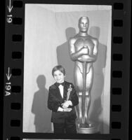 Tatum O'Neal, holding her Oscar for "Paper Moon" at the 47th Annual Academy Awards, Calif., 1974