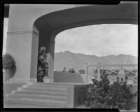 Clubhouse terrace at Santa Anita Park soon after its completion, Arcadia, 1936